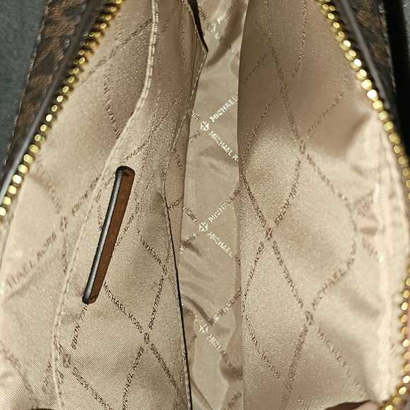 Michael Kors Brown and Tan Crossbody Bag with Gold Chain - Picture 7 of 7